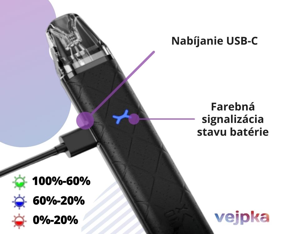 OXVA Xlim Go - nabíjanie a rgb farby